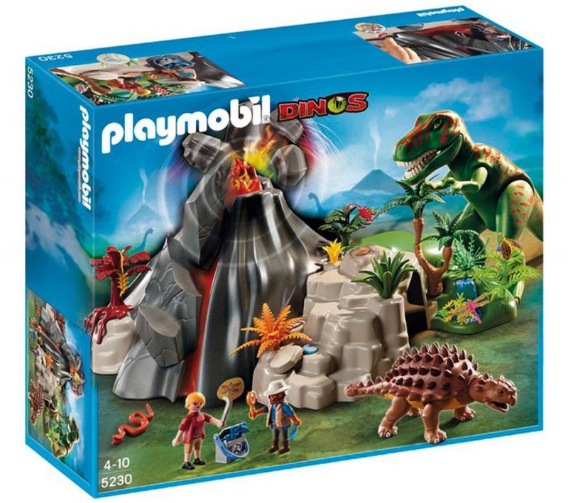 playmobil volcano with tyrannosaurus